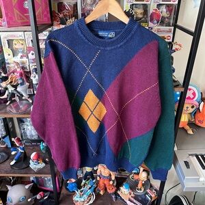 Vintage Blue Green Burgundy Argyle Sweater American Weekend Men’s M